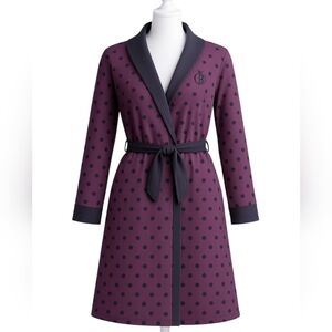 Jane & Bleeker Polka Dot Robe With Hood  - Soft Purple & Charcoal Size S